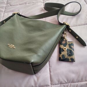 Coach Val Duffel Kelp/Gold with bonus card case EUC